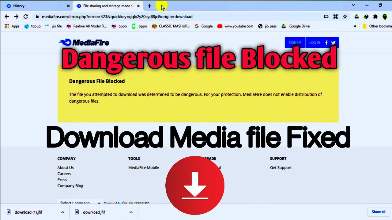 Attention ! Votre fichier Mediafire peut être bloqué pour des raisons de sécurité